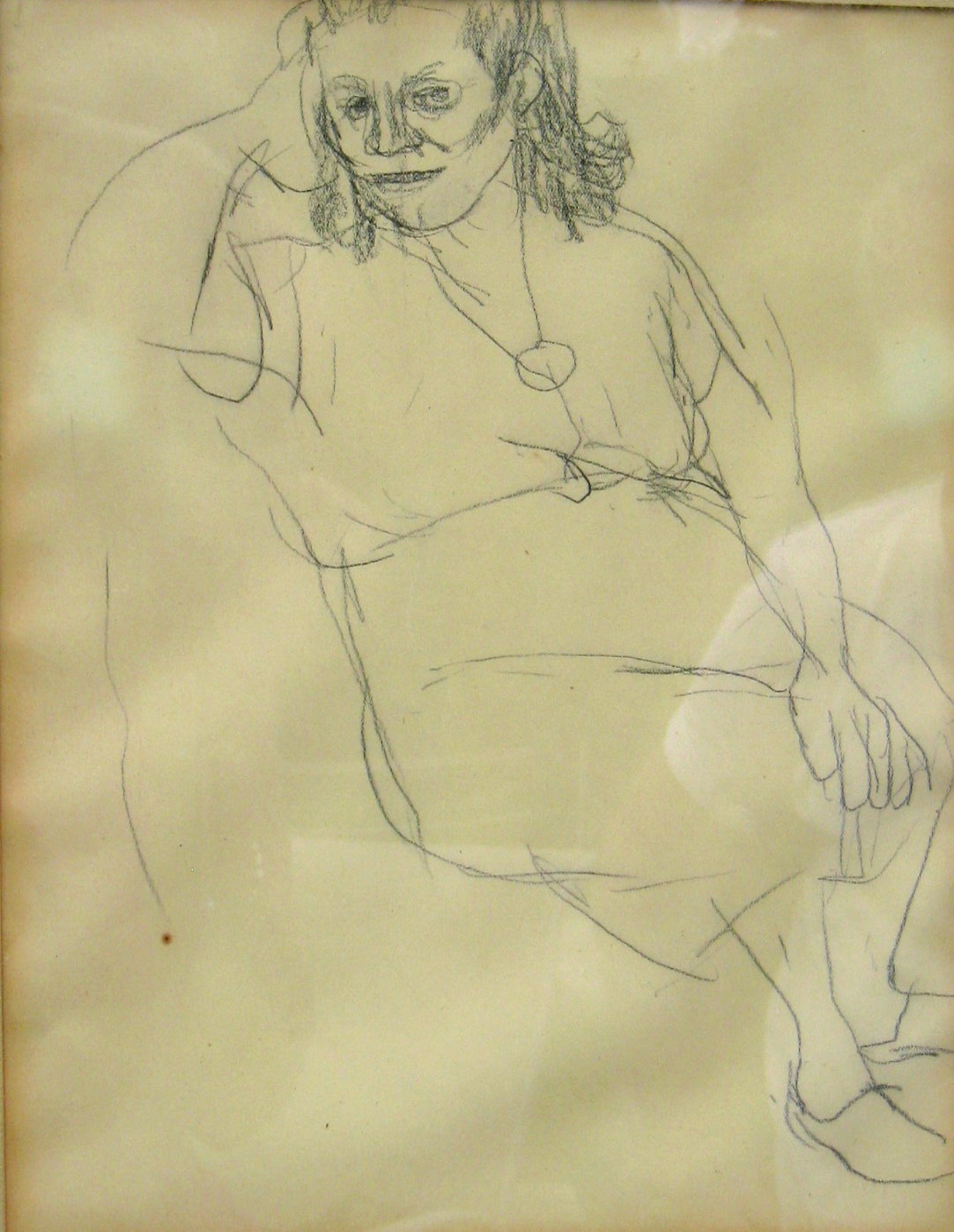 sketch of seated woman with necklace